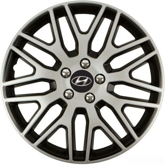 Versaco Car Hubcap Set Dakar Nc with Hyundai Emblem 15" 4pcs Silver