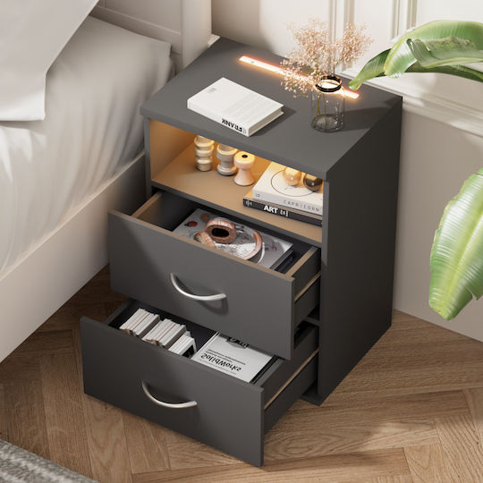 Wooden Grey Bedside Table 55x40x28cm