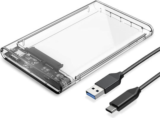 Orico Θήκη για Σκληρό Δίσκο 2.5" SATA III με σύνδεση SATA Type-C σε Διάφανο χρώμα