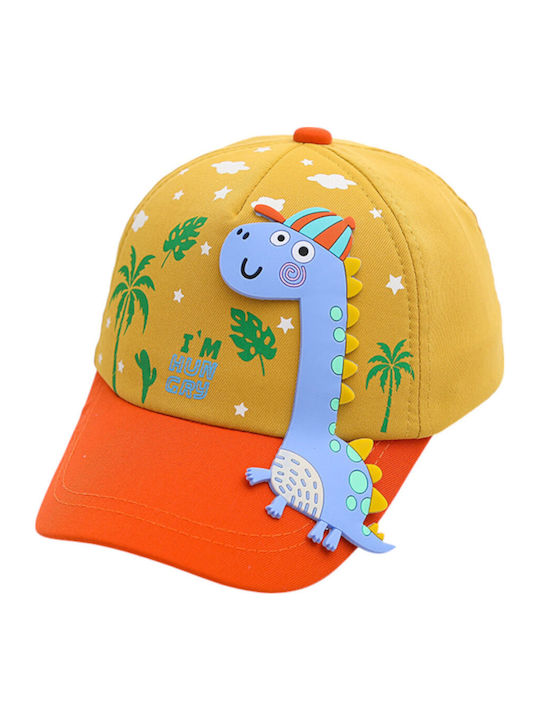 Queen Mother Kids' Hat Jockey Fabric Dinosaur Yellow