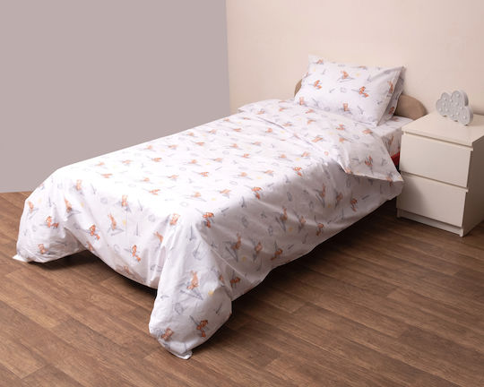 Viopros Duvet Cover Set Cotton Semi-double with Pillowcase 180x240 Hok White