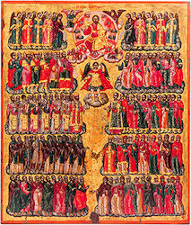 Artis Gilding & Restoring The All Saints Icon 18th Century 37 X 43 Cm
