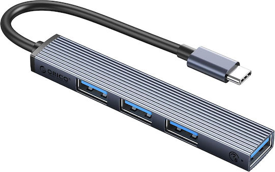 Orico USB Hub 4 Ports USB 3.0 with USB-C Connection Gray