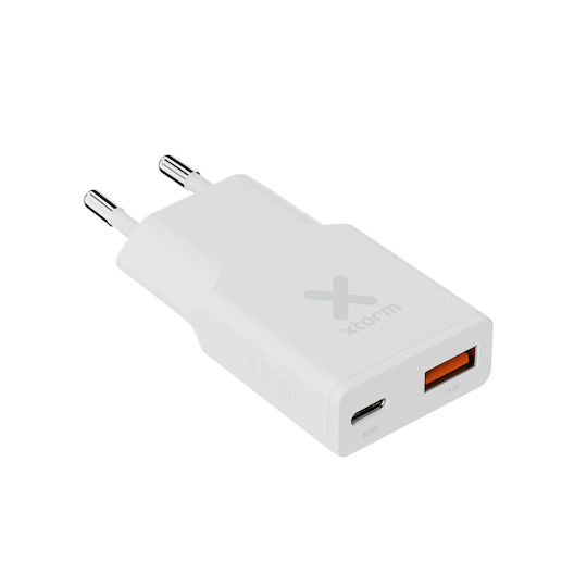 Xtorm Charger Without Cable with USB-A Port and USB-C Port 33W Power Delivery / Quick Charge 3.0 Whites (XG2SL033)