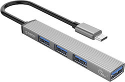 Orico USB-Hub 4 Anschlüsse (USB-C / USB-A) AH-13-GY-EP-HW Orico USB-Hub 4 Anschlüsse (USB-C / USB-A) AH-13-GY-EP-HW