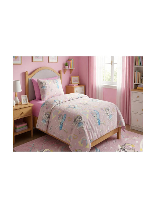 MayHome Παιδικό Κουβερλί Μονό Βαμβακερό Ροζ 160x240εκ.