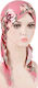 Damen Stoff Turban Haar Stirnbänder Dunkel Rosa Blumen Lang