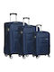 Kourk Medium Fabric Travel Suitcase Blue with 4 Wheels Height 68cm