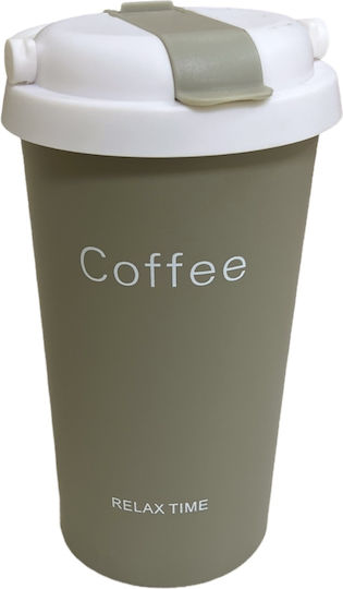 TnS Ποτήρι Θερμός Πλαστικό 500ml Καφέ με Καλαμάκι