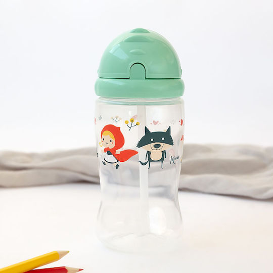 Kiokids Κοκκινοσκουφίτσα Παιδικό Παγούρι Σιλικόνης με Καλαμάκι 350ml