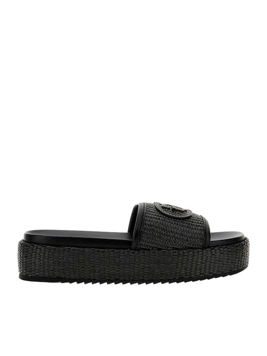 Guess Leather Women's Flat Sandals in Black Color