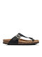 Leather Women's Flat Sandals in Black Color