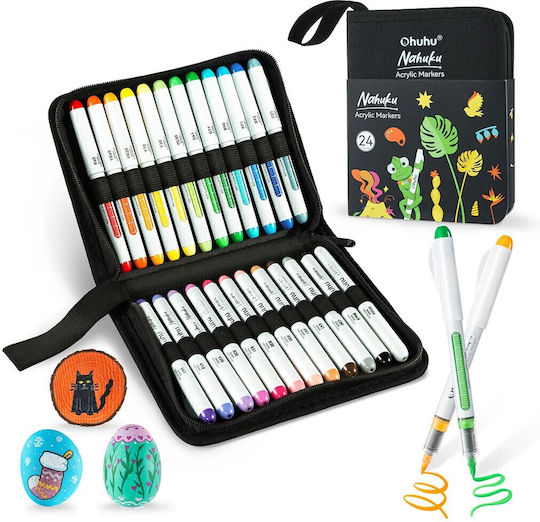 Ohuhu Nahuku Single Fine 24 Drawing Markers Vibrant Colors