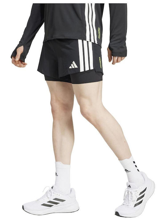 Adizero 2 в 1 Спортна Мъжка Черна Бермуда
