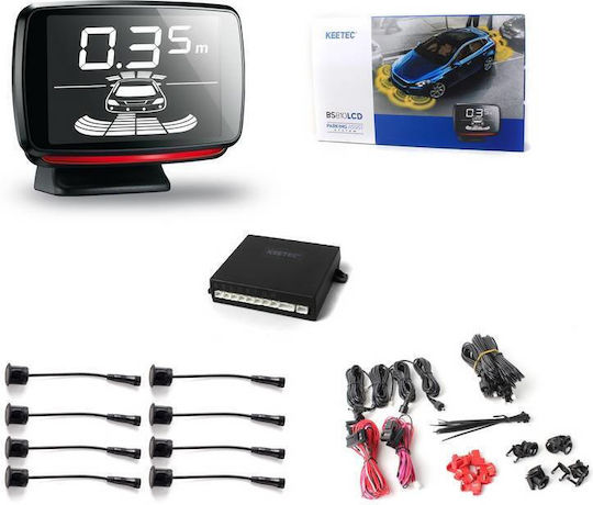 Keetec Sistem de Parcare Auto Partea din spate cu Ecran / Buzzer și 8 Senzori 18.8mm în Culoare Negru