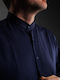 Long-sleeved Cotton Shirt Blue