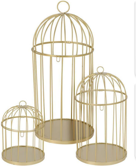 Set Of 3 Decorative Metal Cages Gold