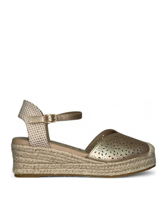 Damenplattformen im Espadrilles-Stil Goldene