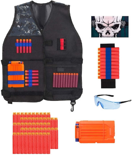 Set Vesta Compatibil N-Strike Nerf 50 Arcuri Din Spumă Ochelari de Siguranță Încărcător Fular Brățară Arcuri Roșii