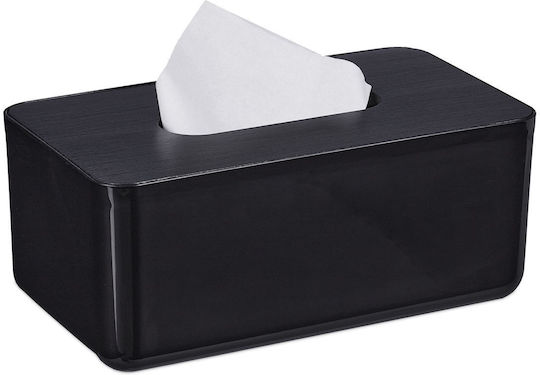 Relaxdays Θήκη για Χαρτομάντηλα Πλαστική Μαύρη 10x23x13cm 10046932