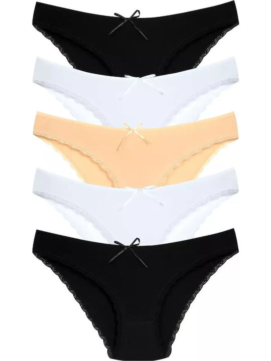 Femei Slip MultiPack cu Dantelă GREY/WHITE/BLACK/BEIGE