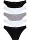 Damen Zeichenfolge MultiPack mit Spitze White, Black, Grey