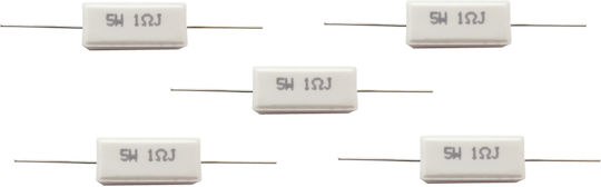 Комплект Хоризонтални резистори 1ohm 5W (5бр) CR-L 1.0R 5% 5W RoHS