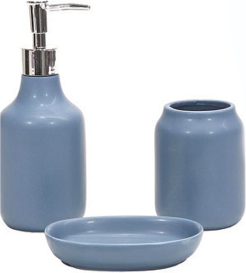 Galifas Galifas Bathroom Accessory Set Porcelain Blue 3 Pieces