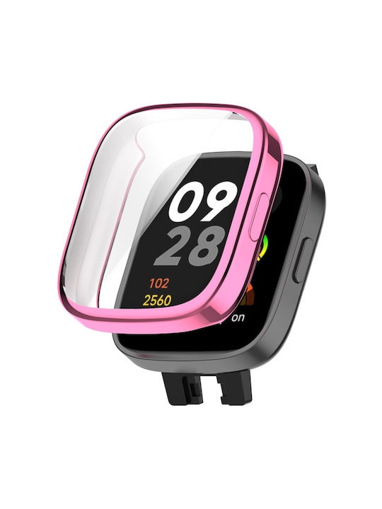 Калъф Силиконов Калъф със Стъкло в Розов цвят за Redmi Watch 3