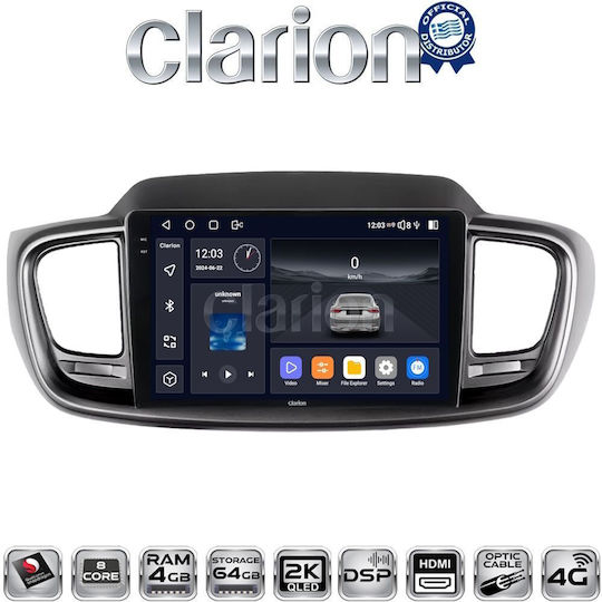 Clarion Auto-Audiosystem für Kia Sorento 2013 > 2020 (Bluetooth/USB/WiFi/GPS/Apple-Carplay/Android-Auto)
