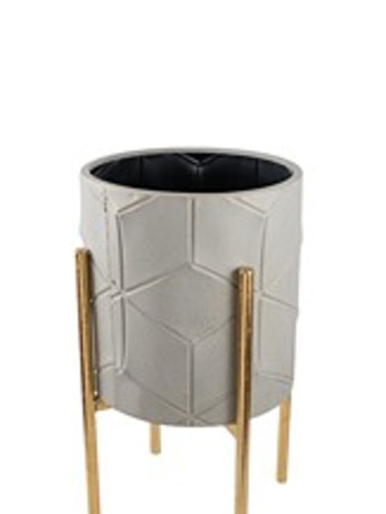 Zen Collection Planter Metal Beige with Stand 26x26x47.5cm.
