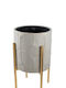 Zen Collection Planter Metal Beige with Stand 26x26x47.5cm.