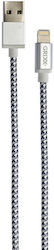 Grixx Data Cable 8-pin To Usb Apple Mfi Licensed Braided 1m Length Gray White