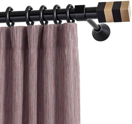 Metallic Curtain Pole Quatro-S Double with Rail Diameter 25mm Length 120cm Black Matte / Gold Matte