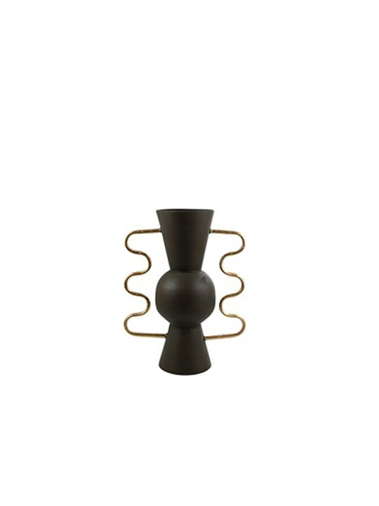 Zen Collection Metallic Green Vase With Gold Handles 30x15x40cm 51552