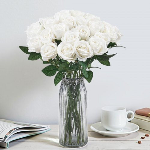 Vevor 60 Pieces White Roses Artificial Bouquet Home Decoration Christmas Rzmghsbs60pc37dsg001v0