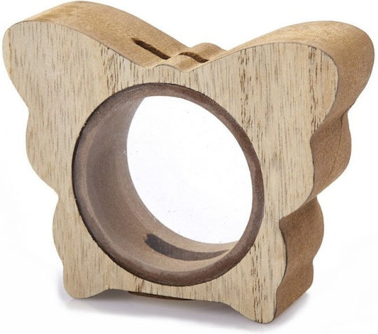 Money box Wooden Gift Packaging with Theme "Butterflies" Brown 10x8x3cm.