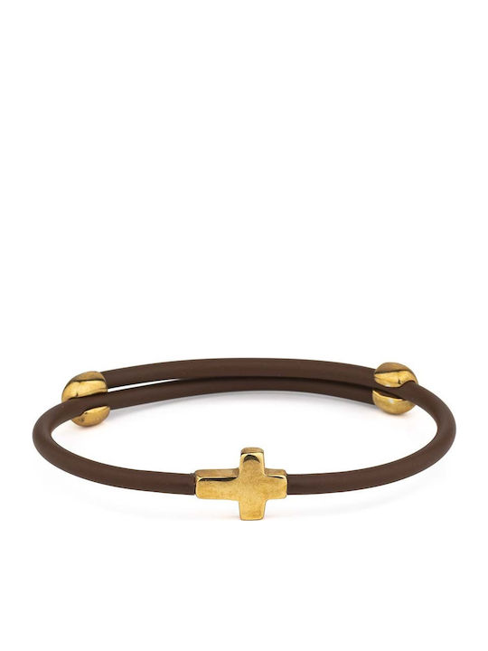 Moero Women's Bracelet with Cross design made of Silver Gold Plated