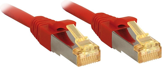 Lindy S/FTP Cat.7 (10Gbps) Καλώδιο Δικτύου Ethernet 15m Κόκκινο