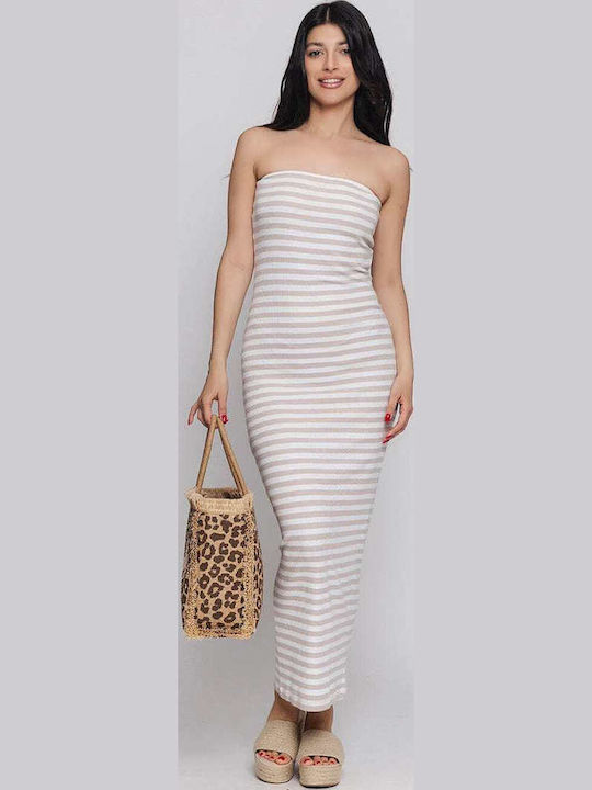 Vero Moda Summer Maxi Dress Beige/White