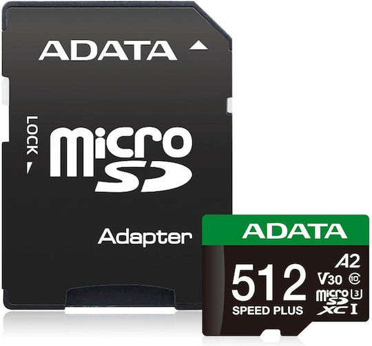Adata microSDXC 512GB U3 V30 A2 100MB/s mit Adapter