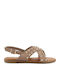 Women's Flat Sandals in Beige Color