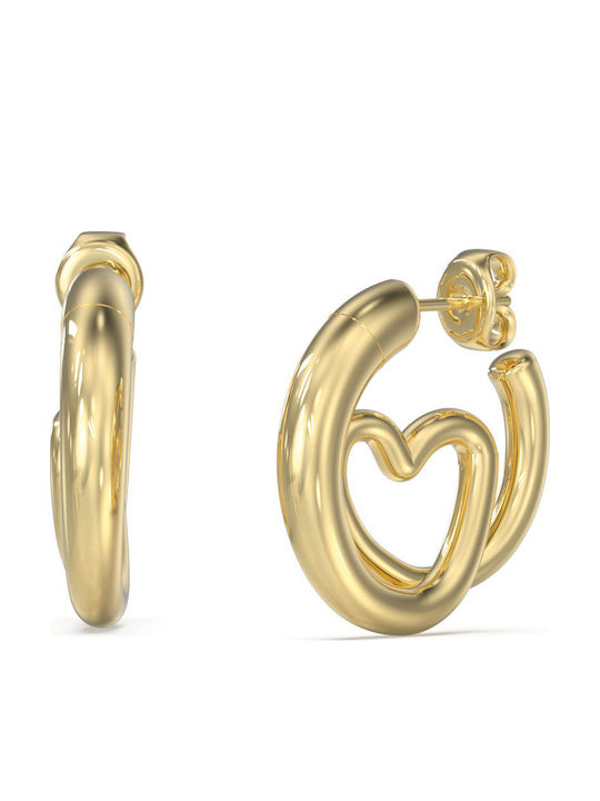 Guess Earrings Hoops made of Steel Gold Plated