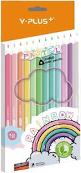 Ξυλομπογιές Jumbo 12 Pastel Rainbow Χρωμάτων Y-plus+