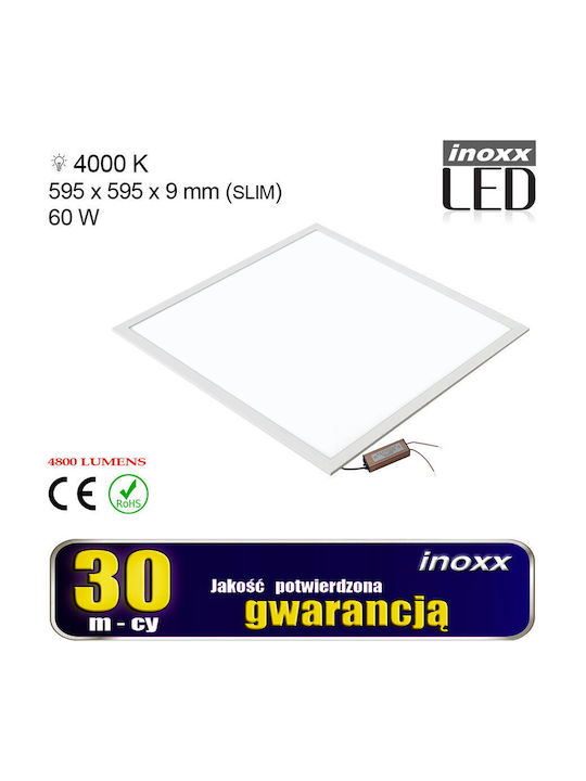 NVOX Вграден LED Панел 60W с Неутрално бяло Светлина 4000К