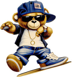 Hölzene Figur Teddy Bear Skateboard 8cm