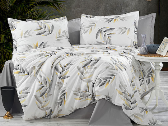 MayHome Bettwäsche-Set Halb-Doppel mit Gummiband 120x200+25cm. Floral 3Stück