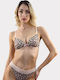 Triangle Triangle Bra with Light Padding without Underwire Leopard with Gold Coins