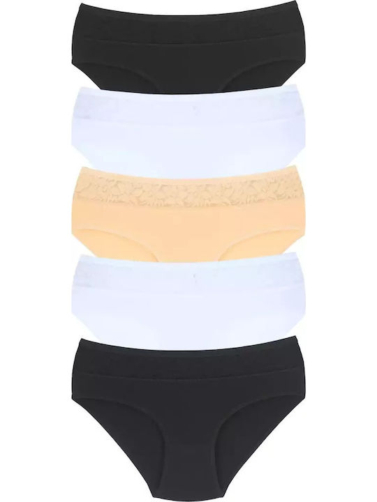 Talie înaltă Femei Șir de caractere MultiPack cu Dantelă White, Black, Beige