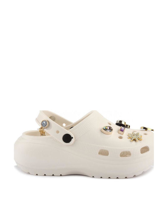 Fshoes Γυναικεία Σαμπό Λευκά